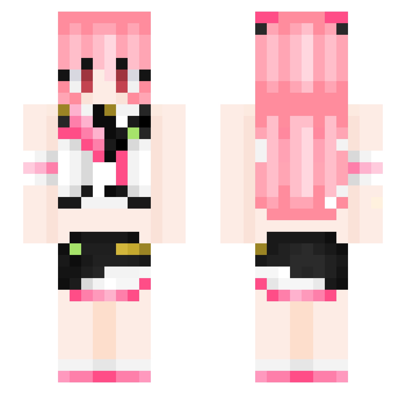 hupawater Minecraft skin, front and back view