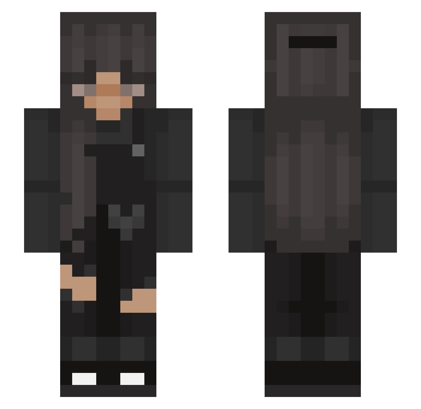 SMS4u Minecraft skin, front and back view