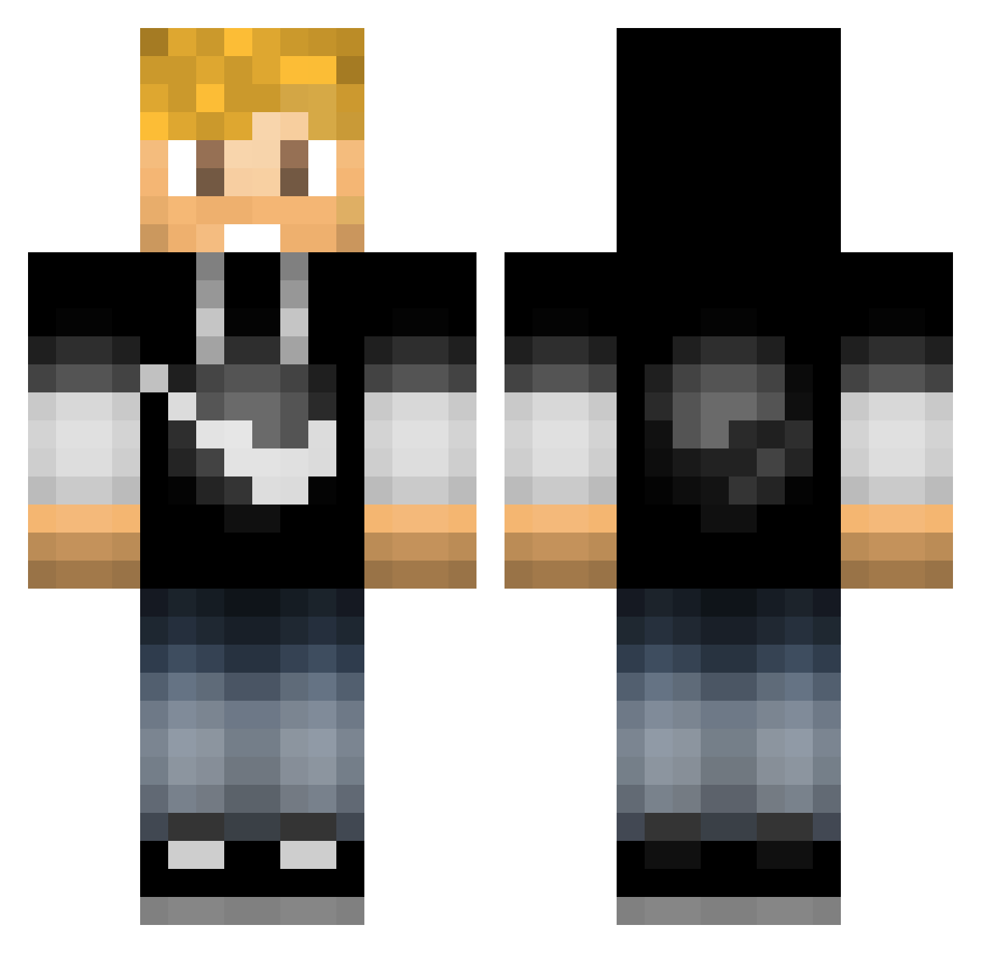 Mesachicken Minecraft skin, front and back view