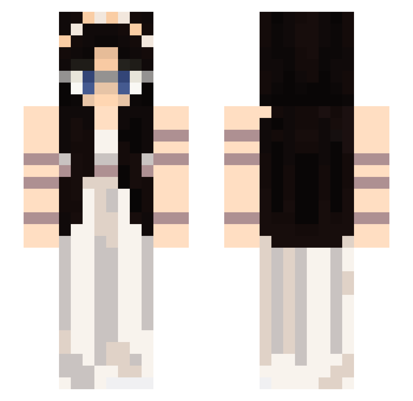 SnowQueenElsa Minecraft skin, front and back view