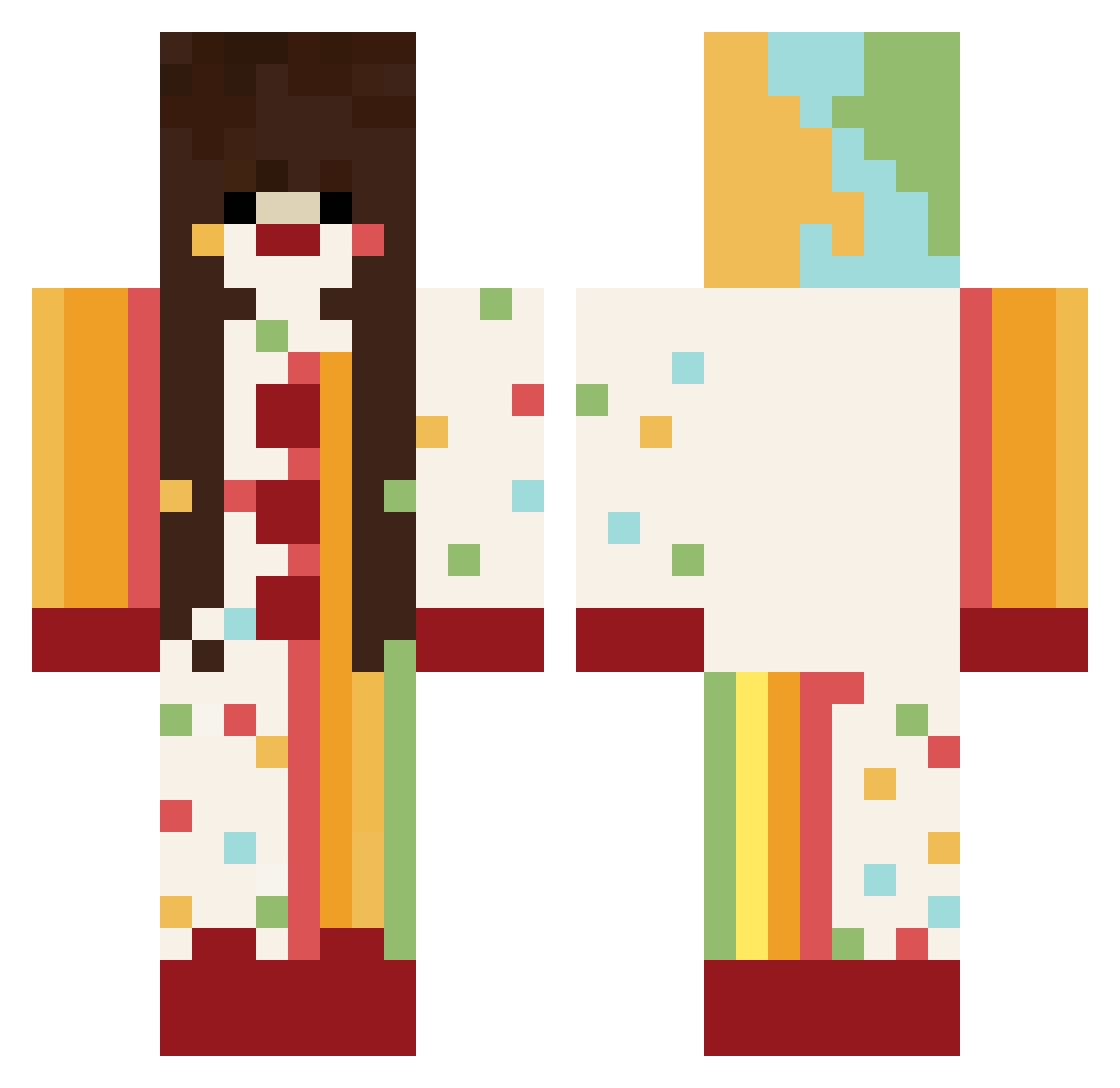 Bedastric Minecraft skin, front and back view