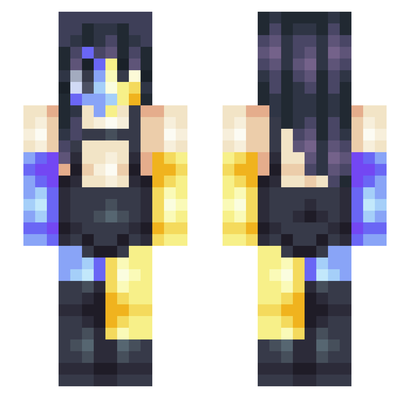 Revveriiee Minecraft skin, front and back view