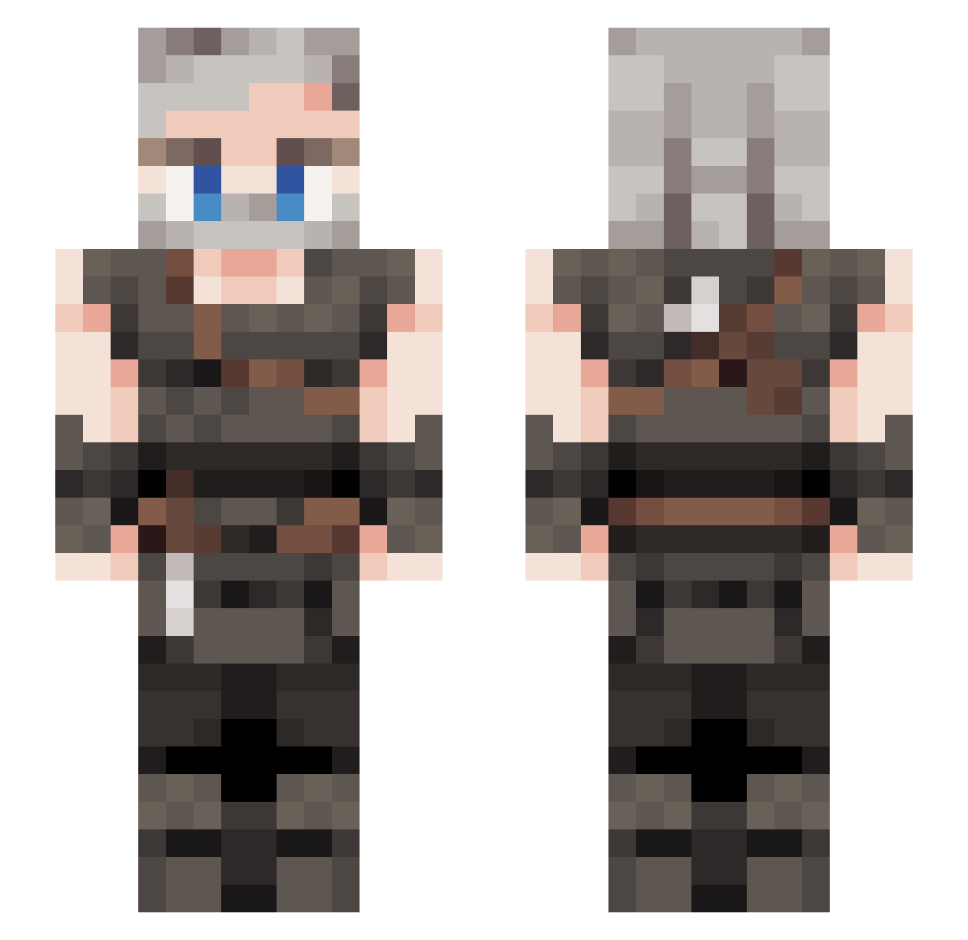 AkelaMC Minecraft skin, front and back view