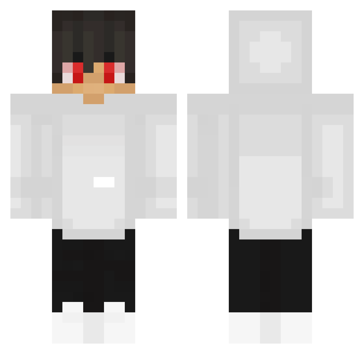 x8luc4 Minecraft skin, front and back view