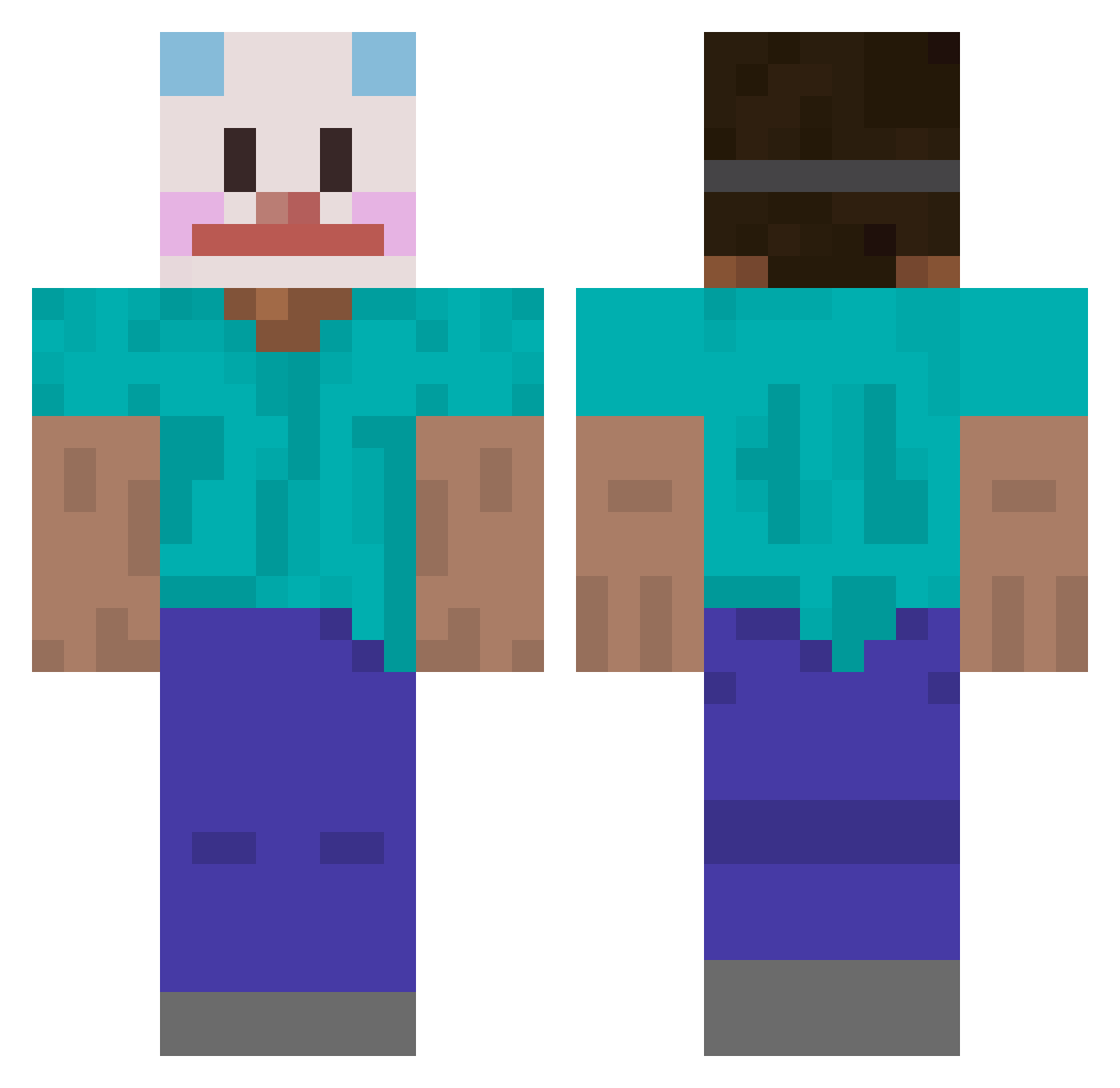 Ulbo767 Minecraft skin, front and back view