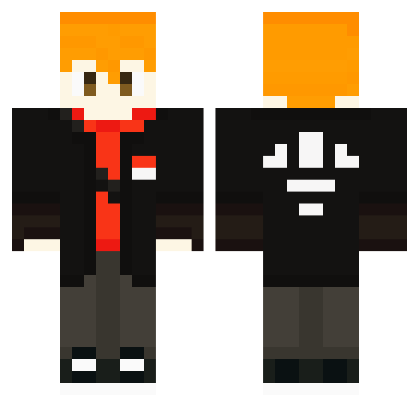 Victorplys Minecraft skin, front and back view