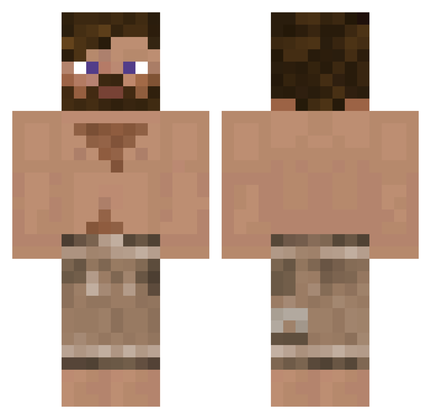 Tripes Minecraft skin, front and back view
