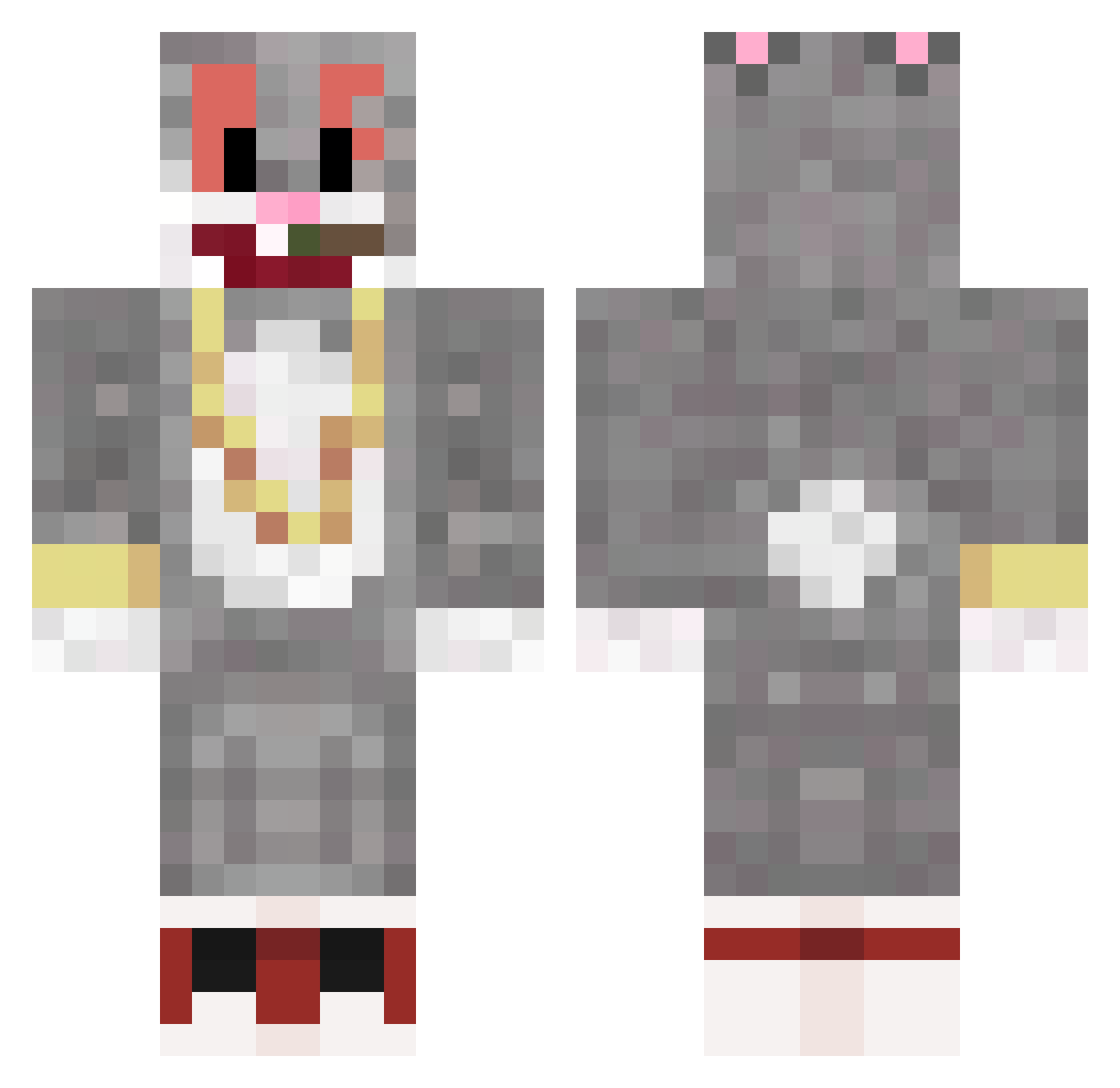 Rizzzlar Minecraft skin, front and back view