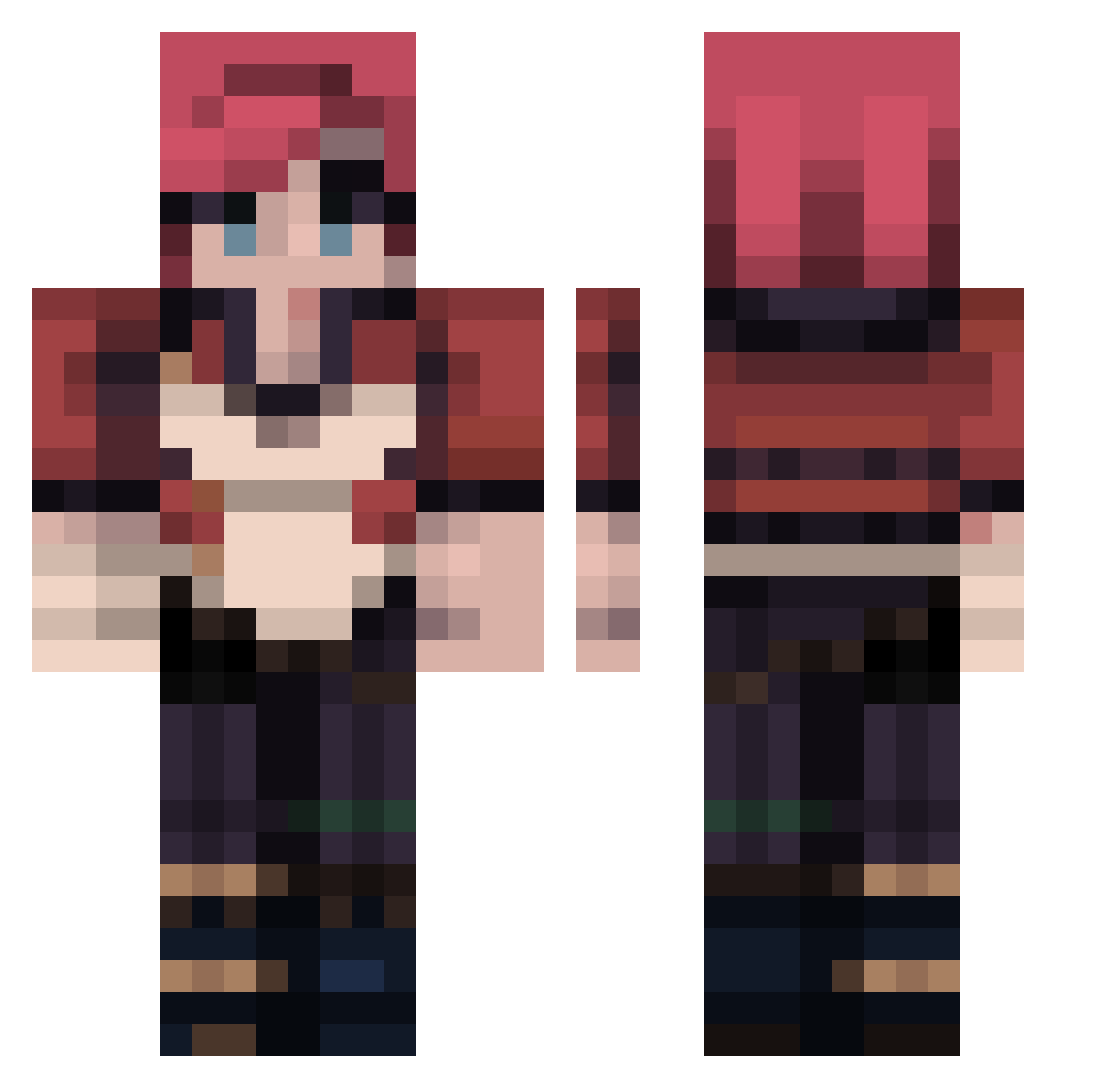 Pookie159 Minecraft skin, front and back view