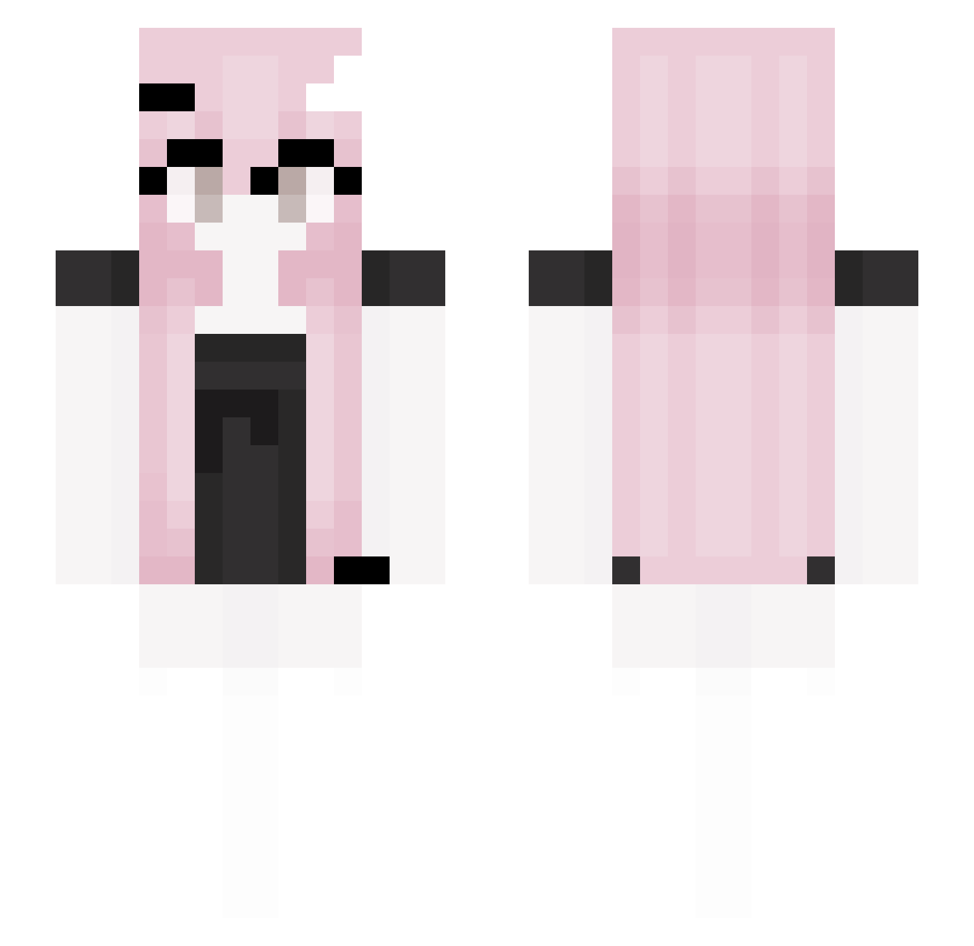 puppicats Minecraft skin, front and back view