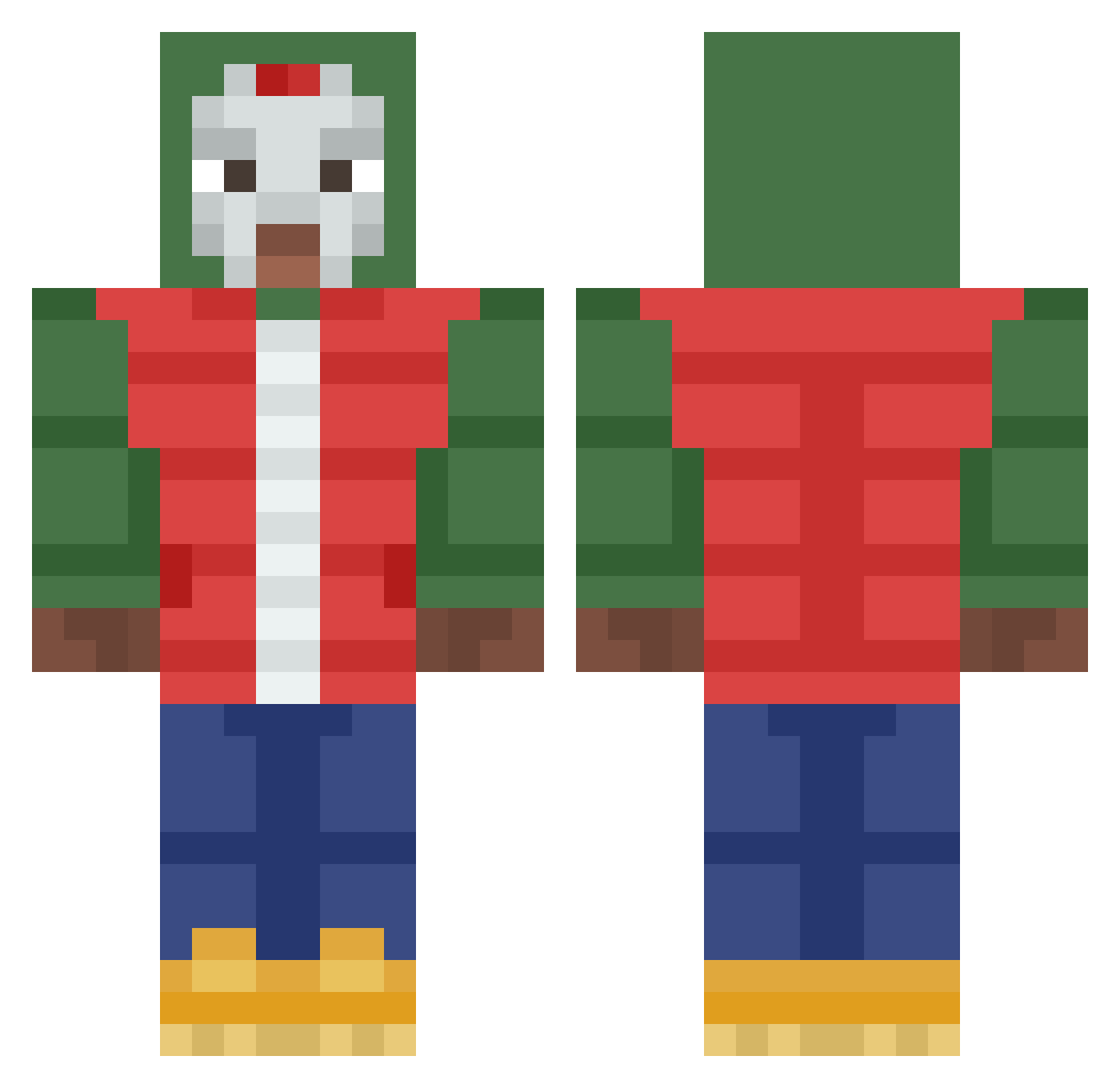 Samazoid Minecraft skin, front and back view