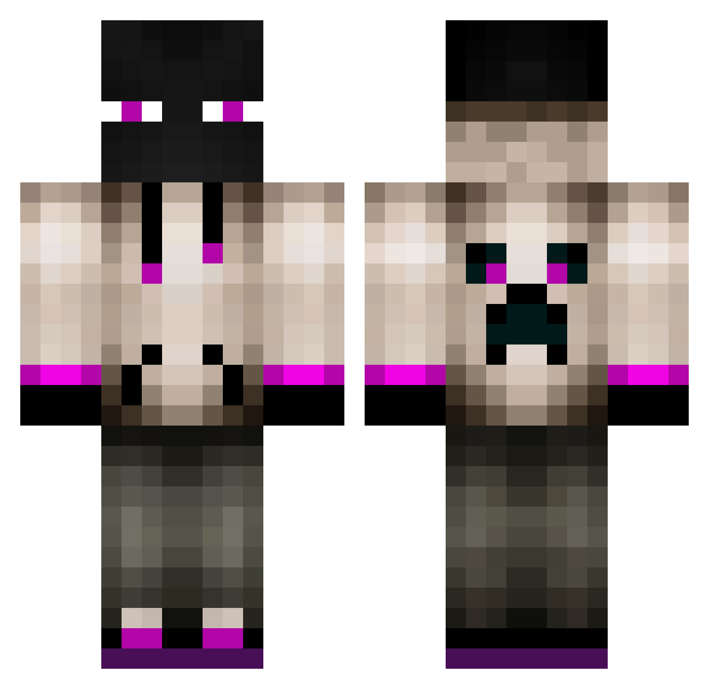 Solarization Minecraft skin, front and back view