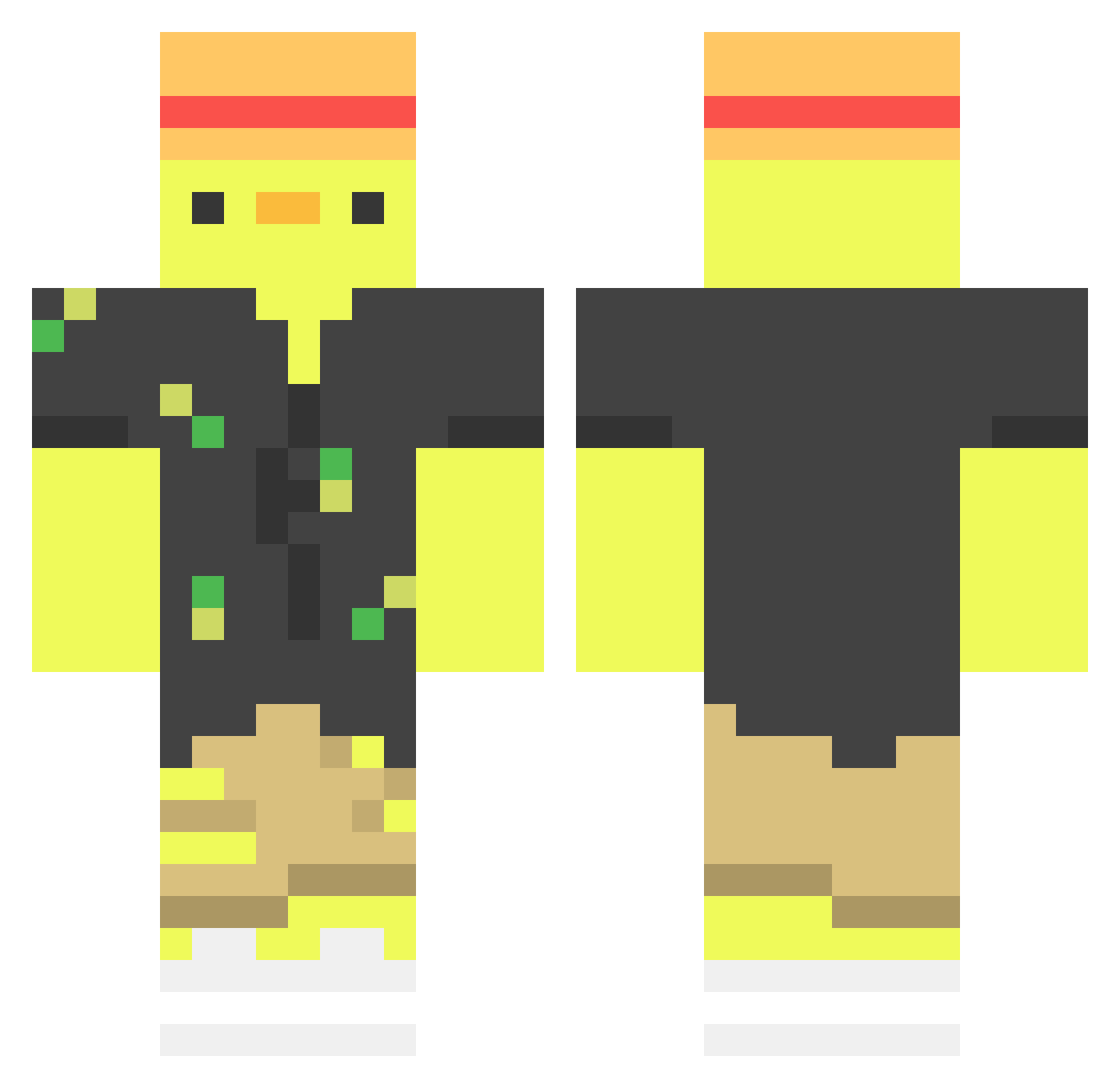 Timeony Minecraft skin, front and back view