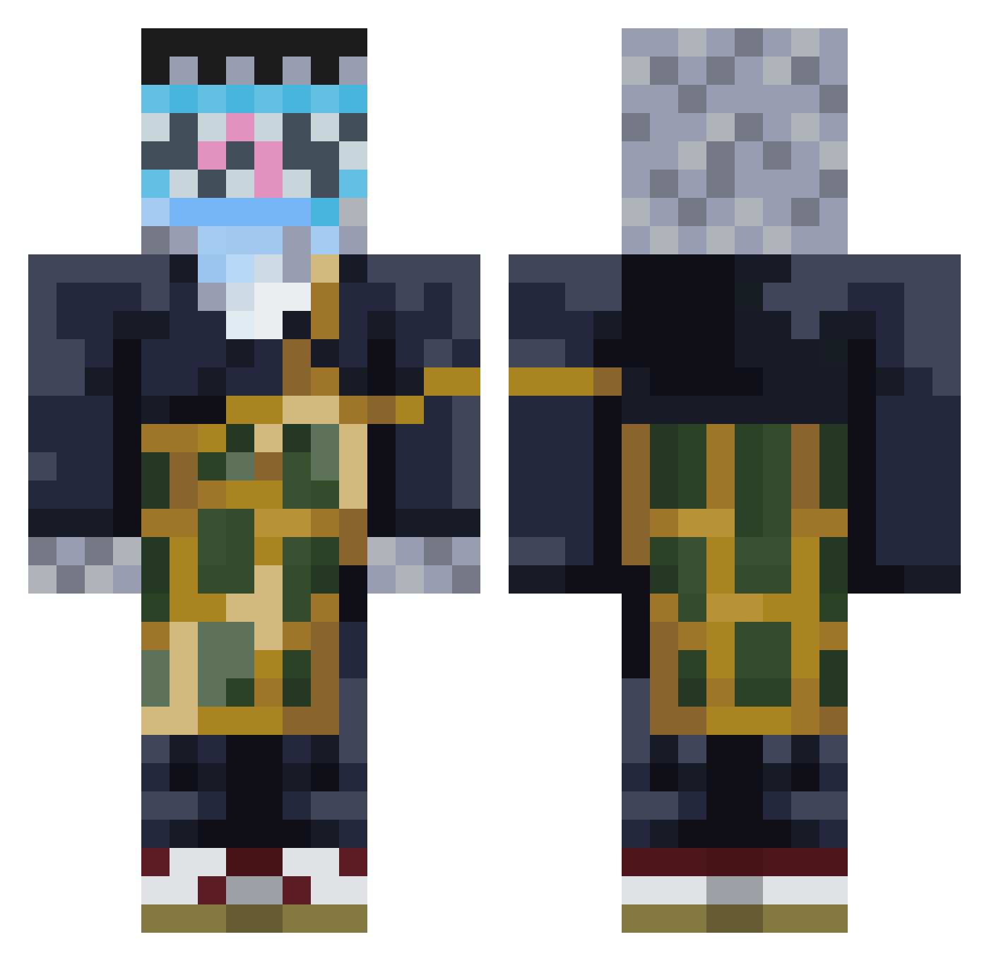 Unispider Minecraft skin, front and back view