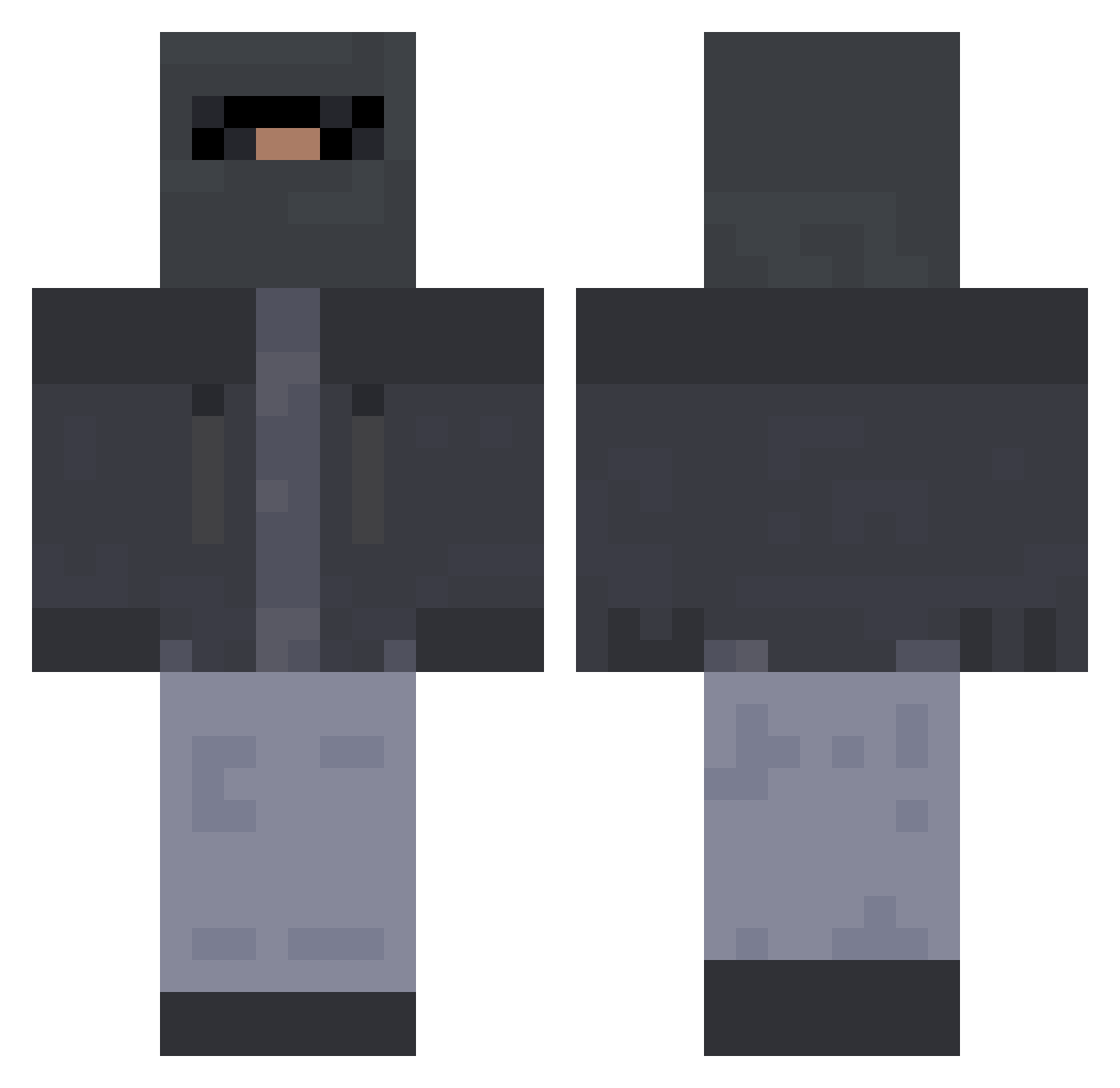 castlebader Minecraft skin, front and back view