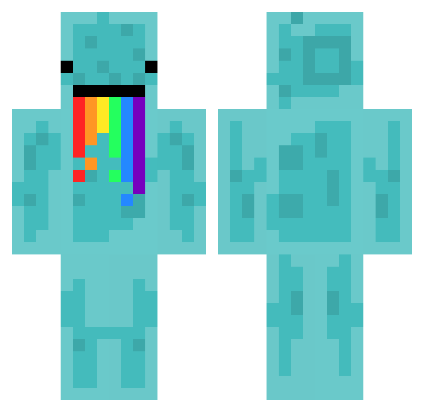 Perific Minecraft skin, front and back view