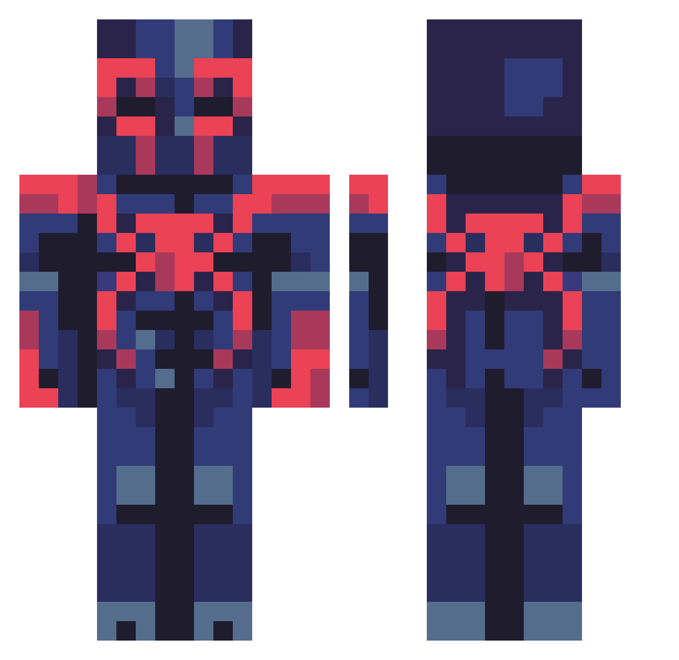 UprisingMyth Minecraft skin, front and back view