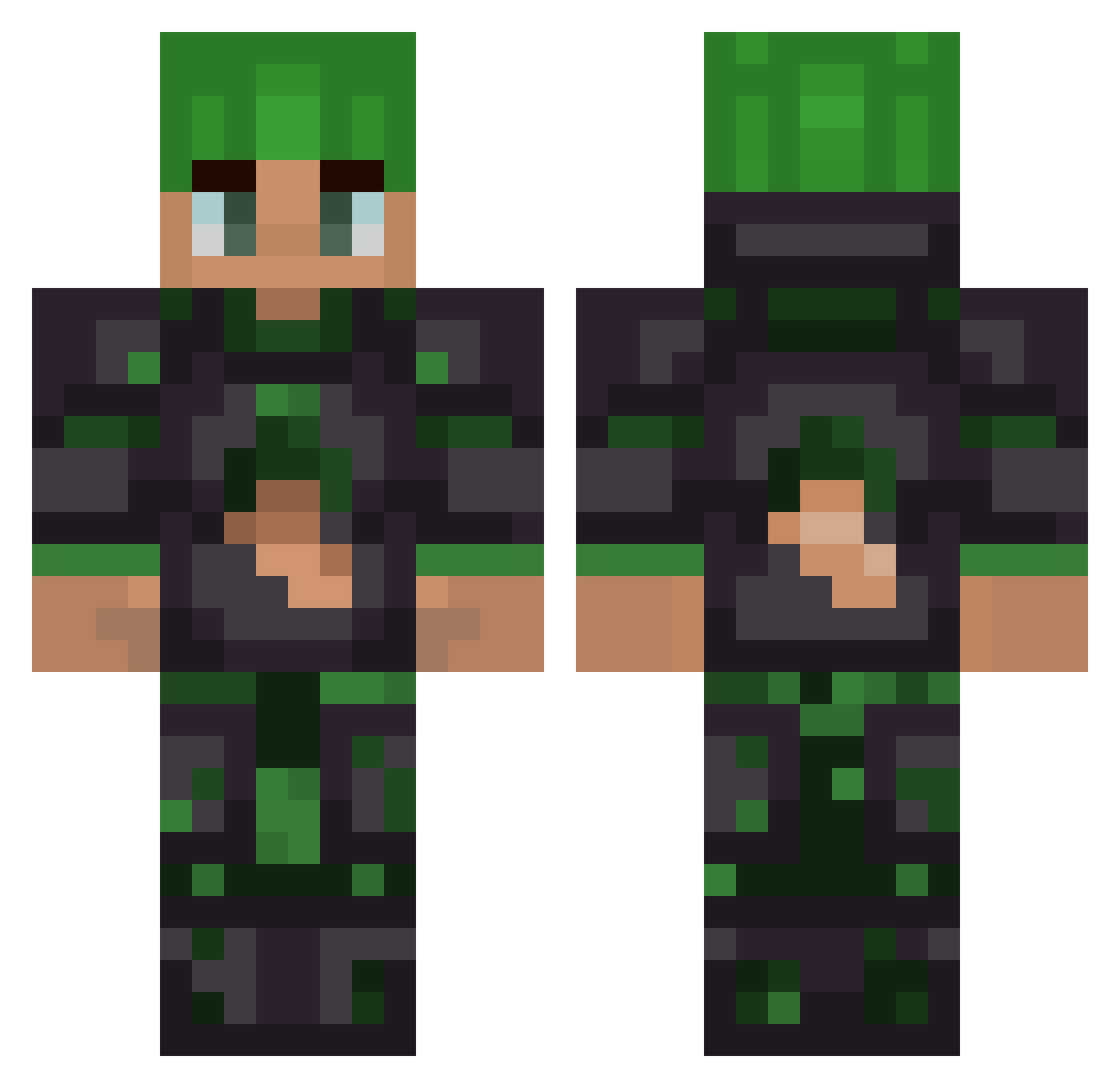 TreeGamingYTw Minecraft skin, front and back view