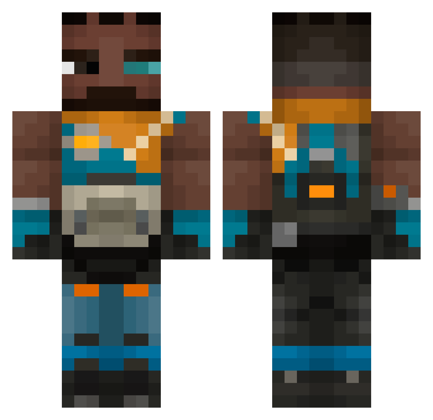 Rafaelror Minecraft skin, front and back view