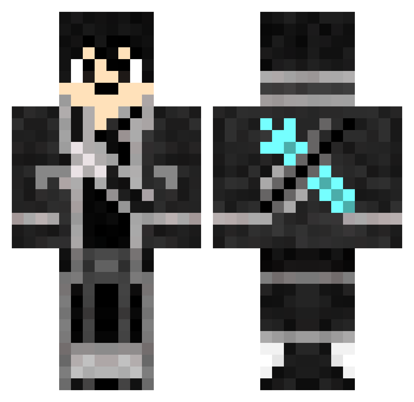 Boredness Minecraft skin, front and back view