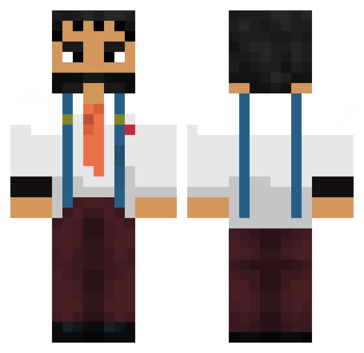 Flame_1M Minecraft skin, front and back view