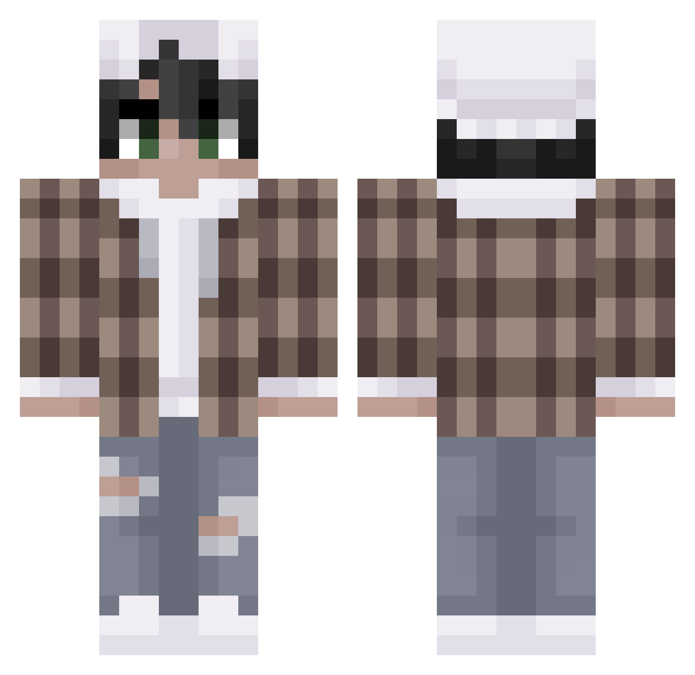 tinynshy Minecraft skin, front and back view