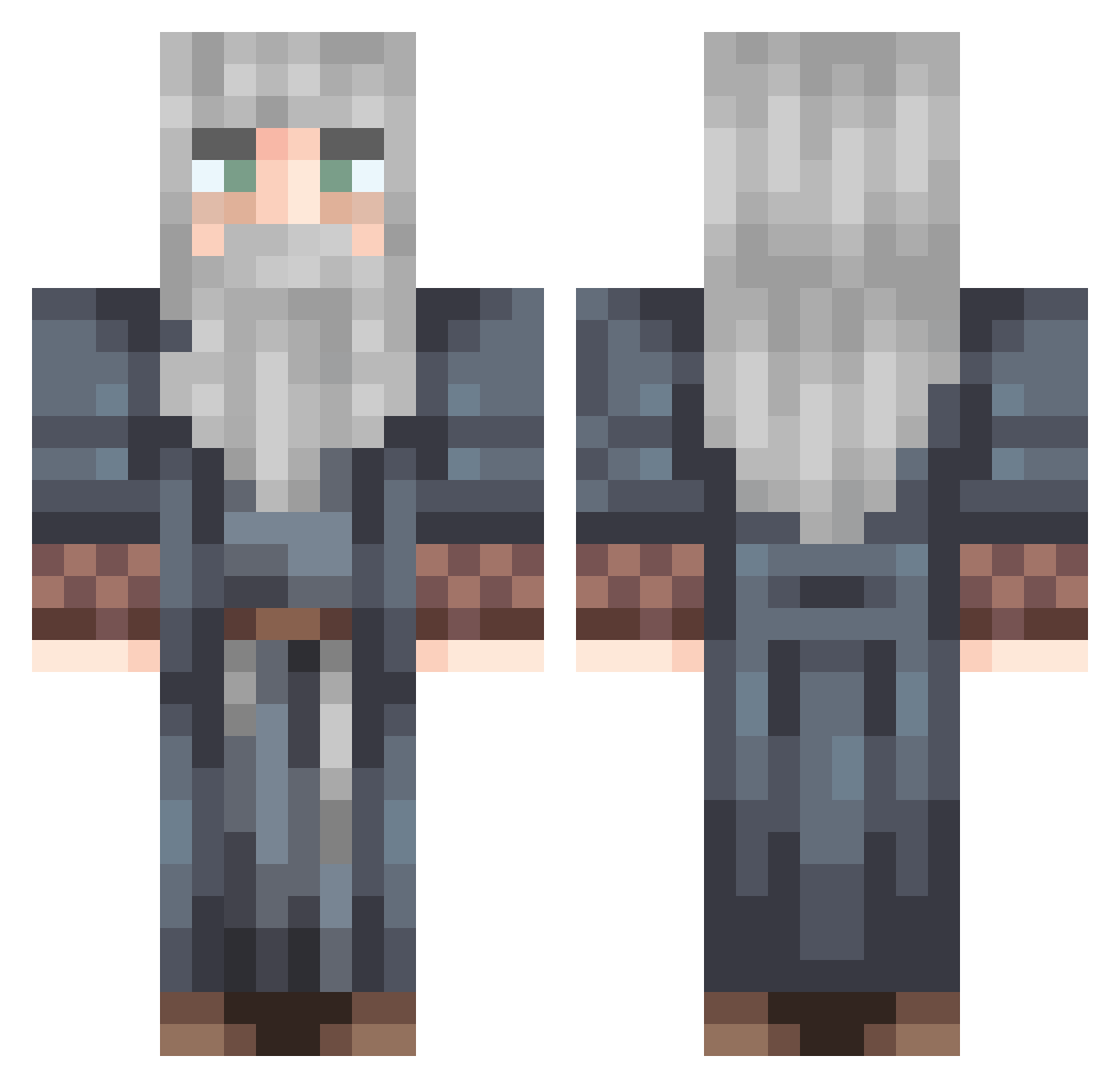 Konvood Minecraft skin, front and back view