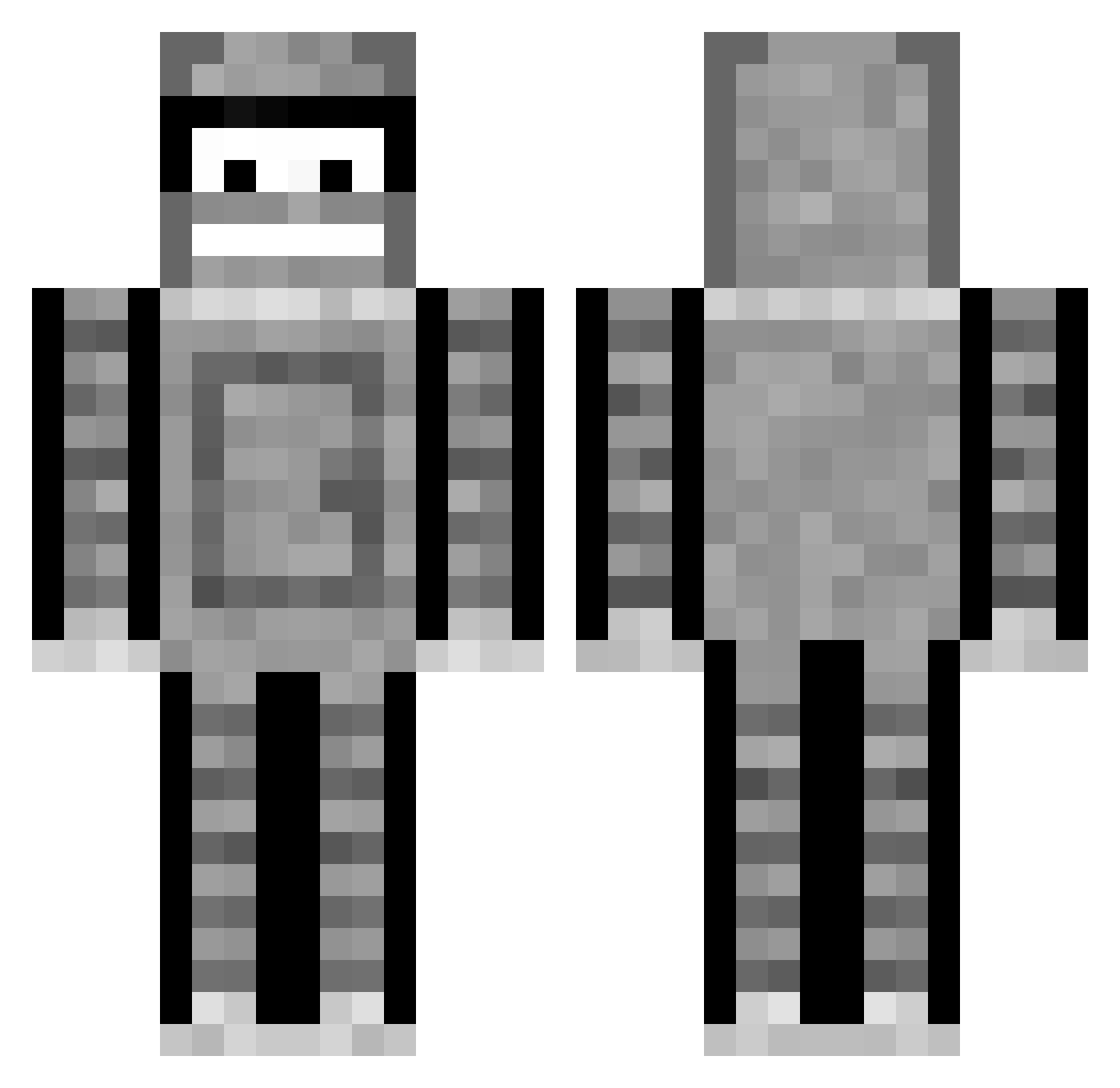 vchq Minecraft skin, front and back view