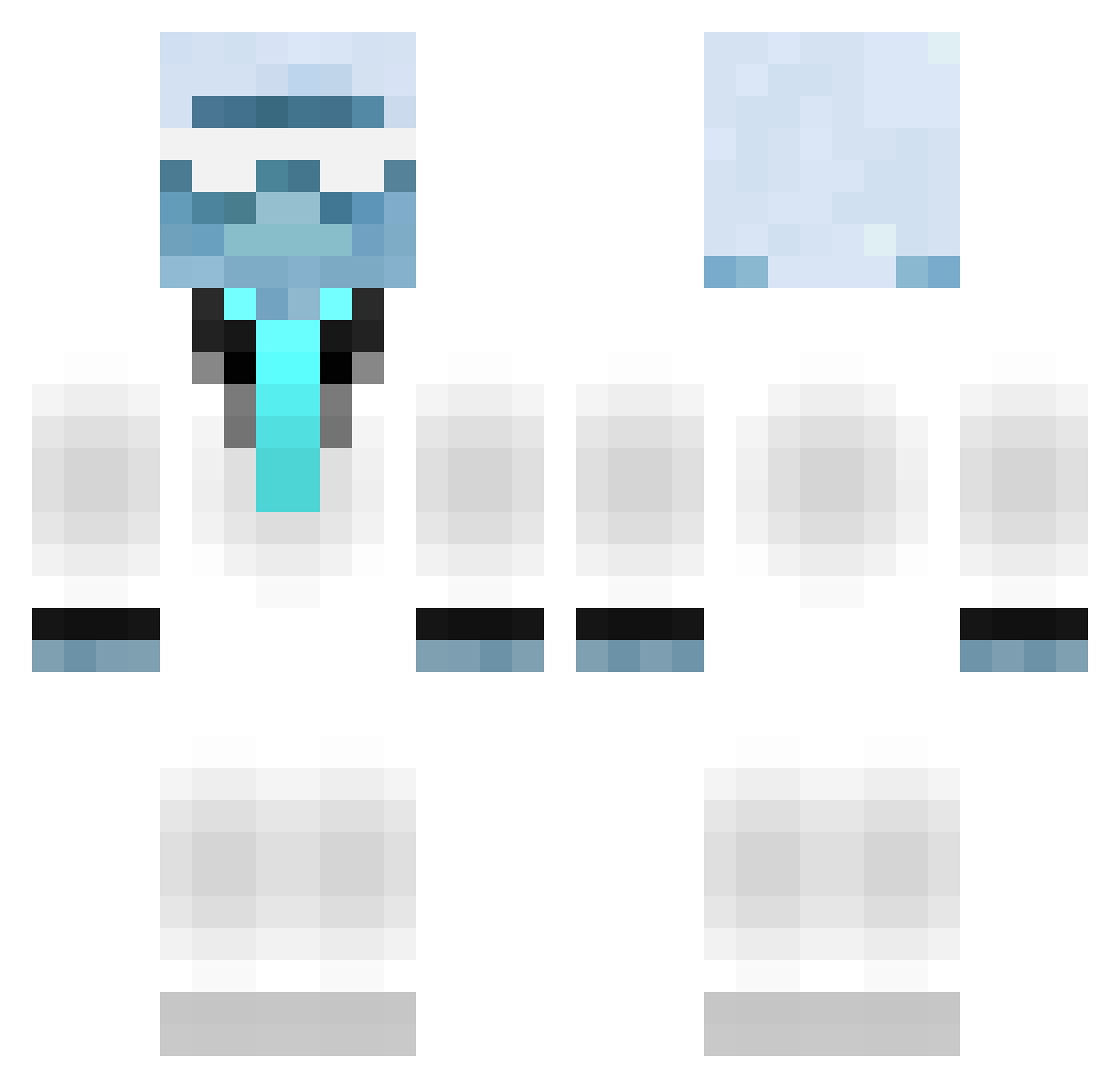 NordPixelYT Minecraft skin, front and back view