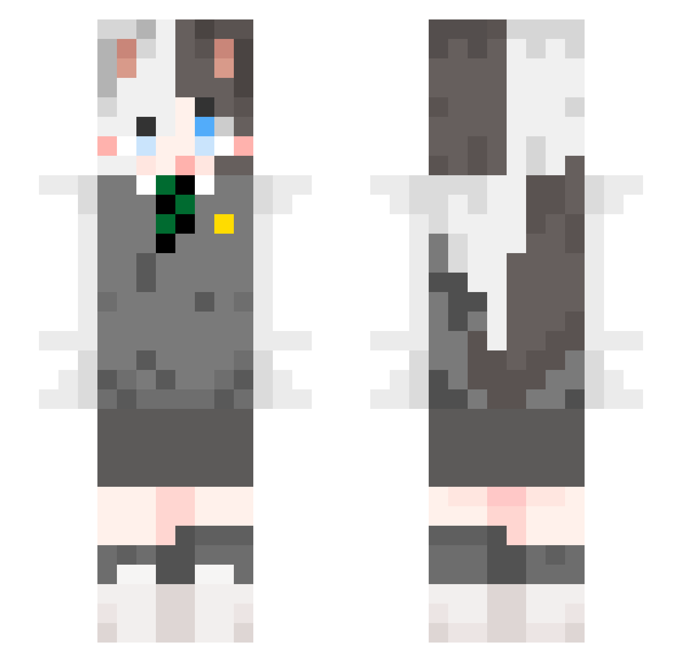 snow_ash Minecraft skin, front and back view