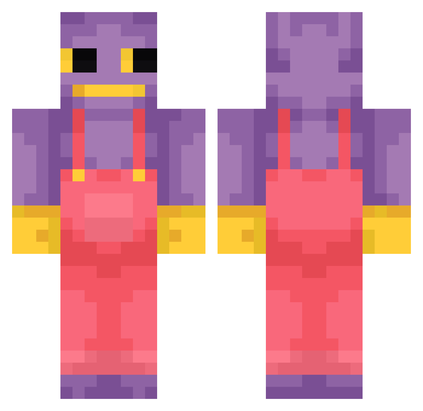 Tanotanotano Minecraft skin, front and back view