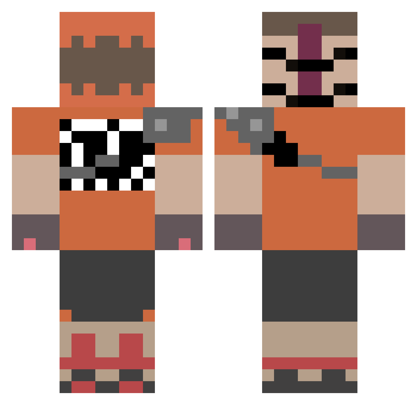 R26B Minecraft skin, front and back view
