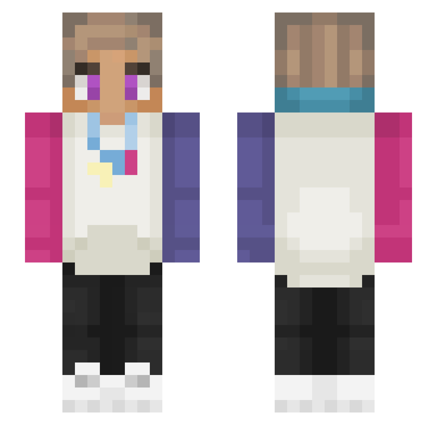 suzny Minecraft skin, front and back view