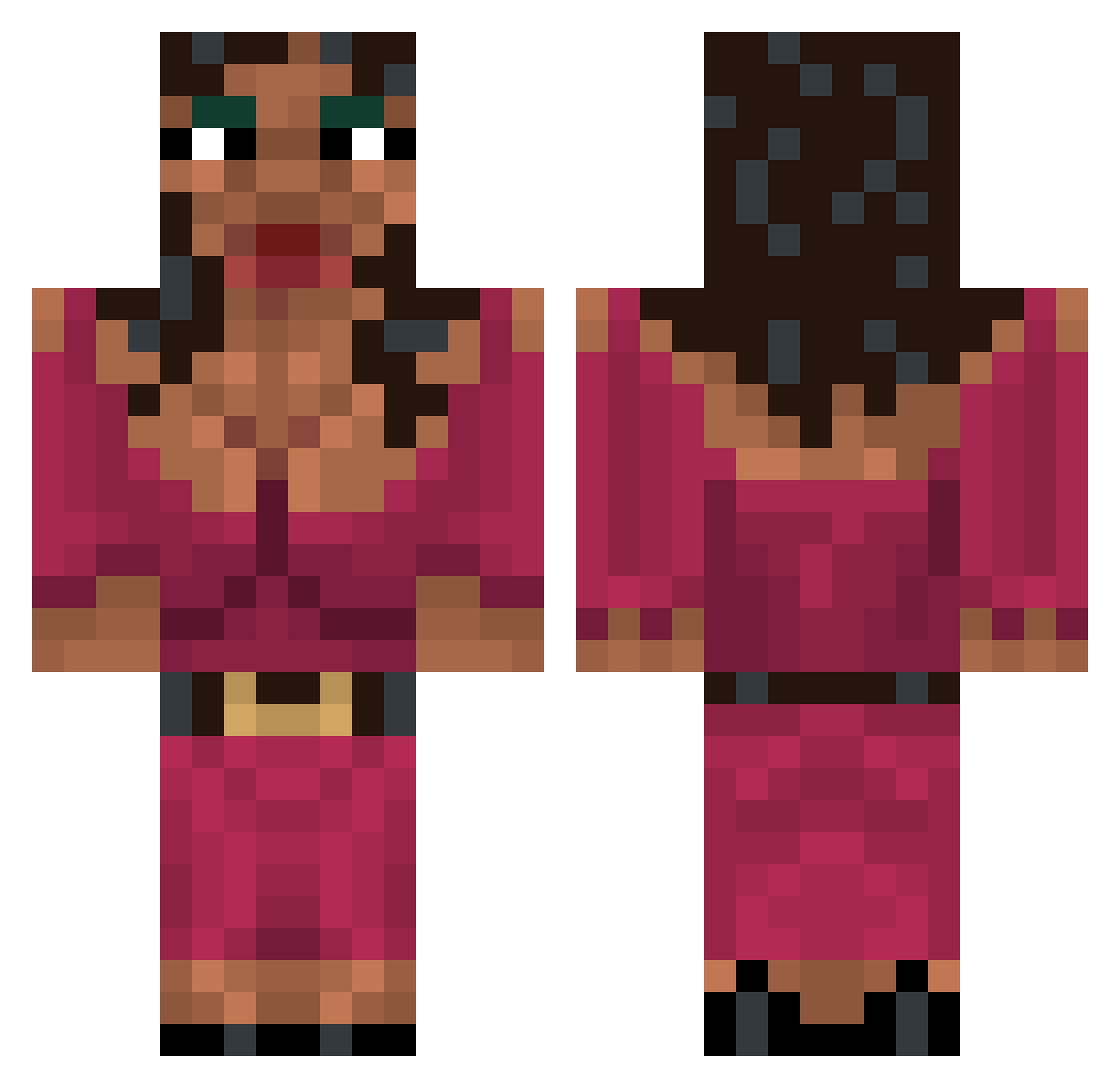 subrident Minecraft skin, front and back view