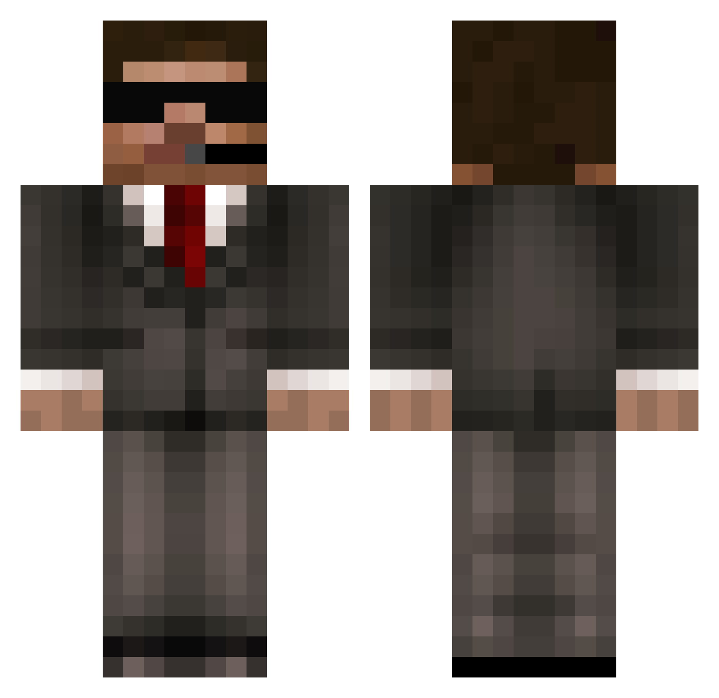 realistic Minecraft skin, front and back view