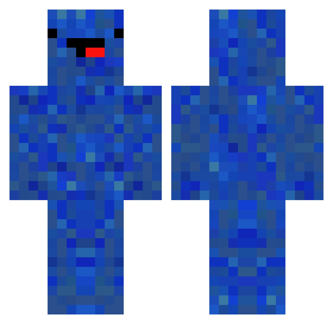 wontimed Minecraft skin, front and back view