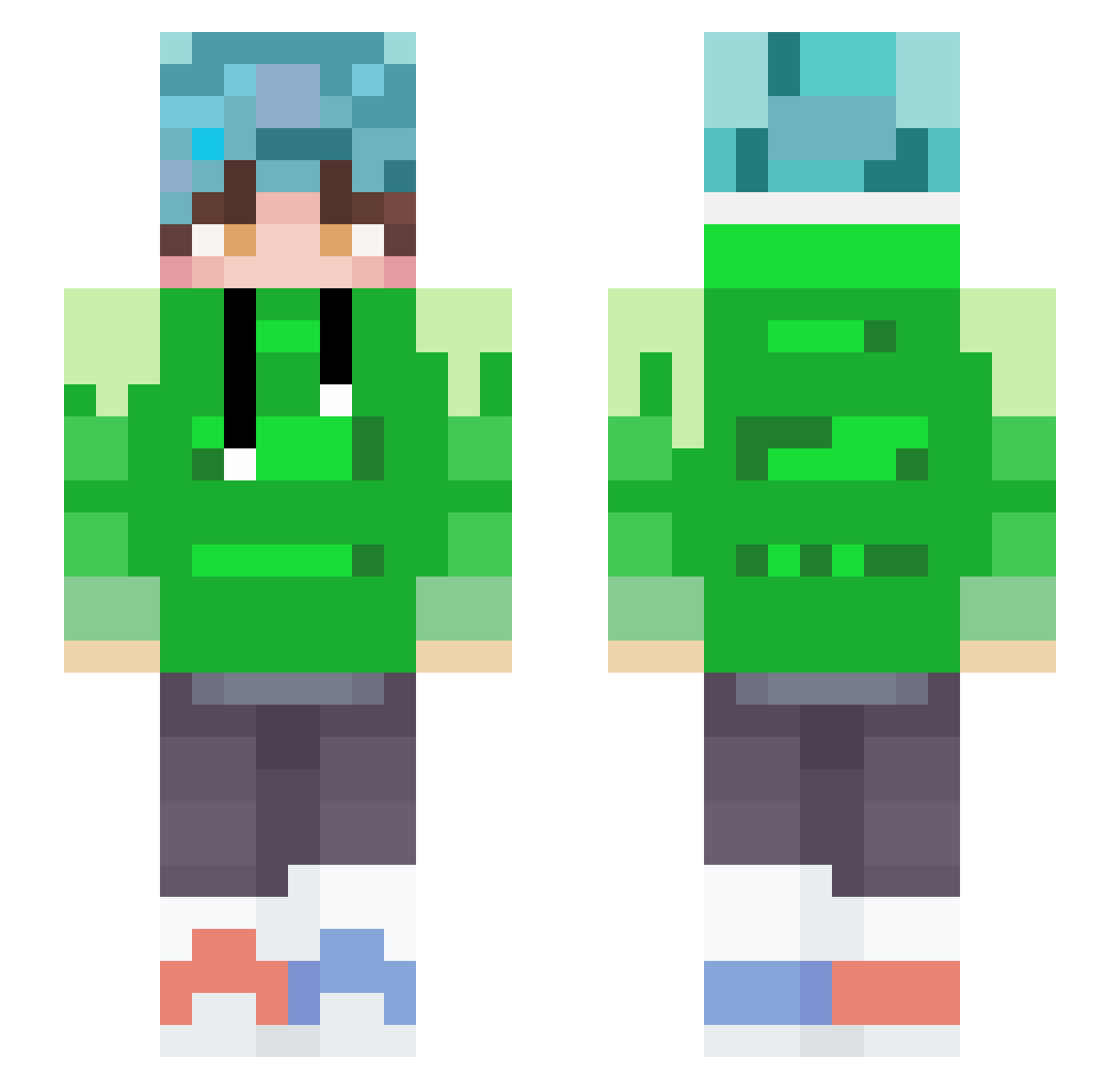 sxung2 Minecraft skin, front and back view
