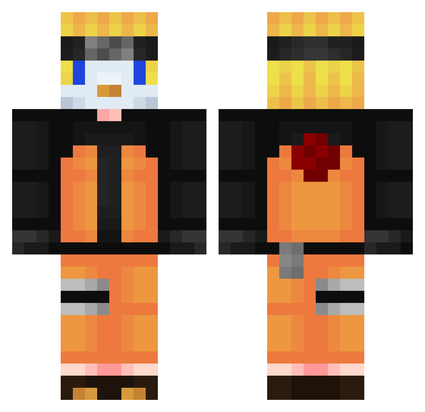 Yannibix Minecraft skin, front and back view