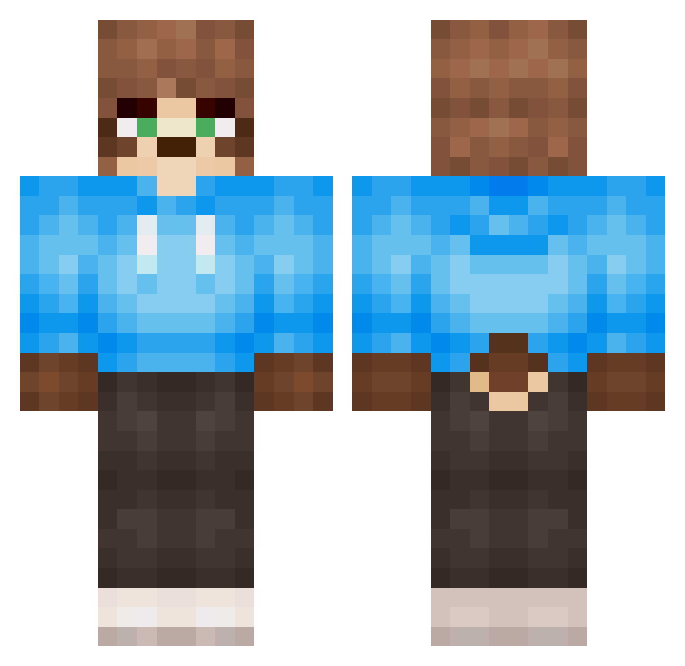 GlitchedMeerkat Minecraft skin, front and back view