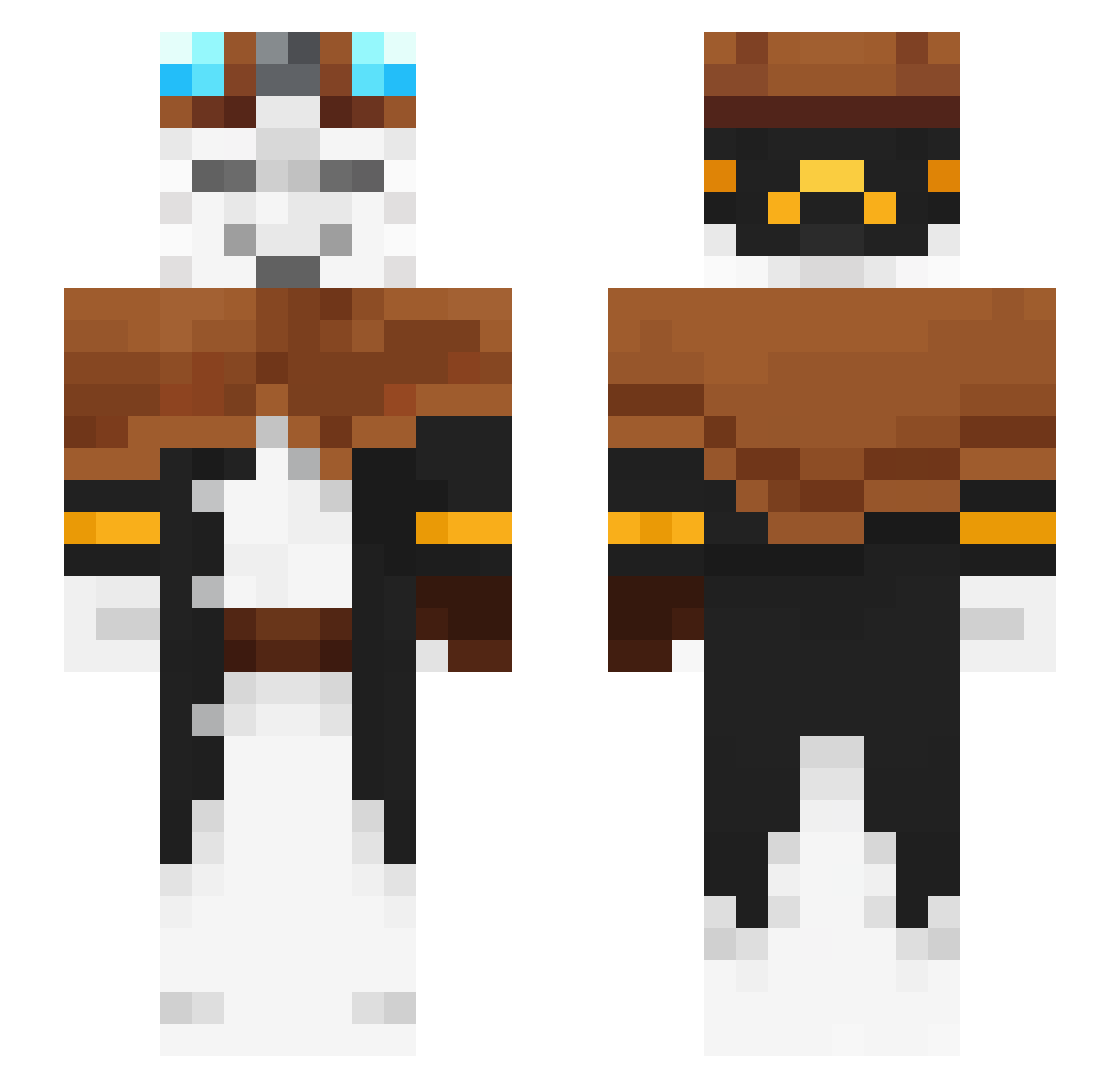reostin Minecraft skin, front and back view