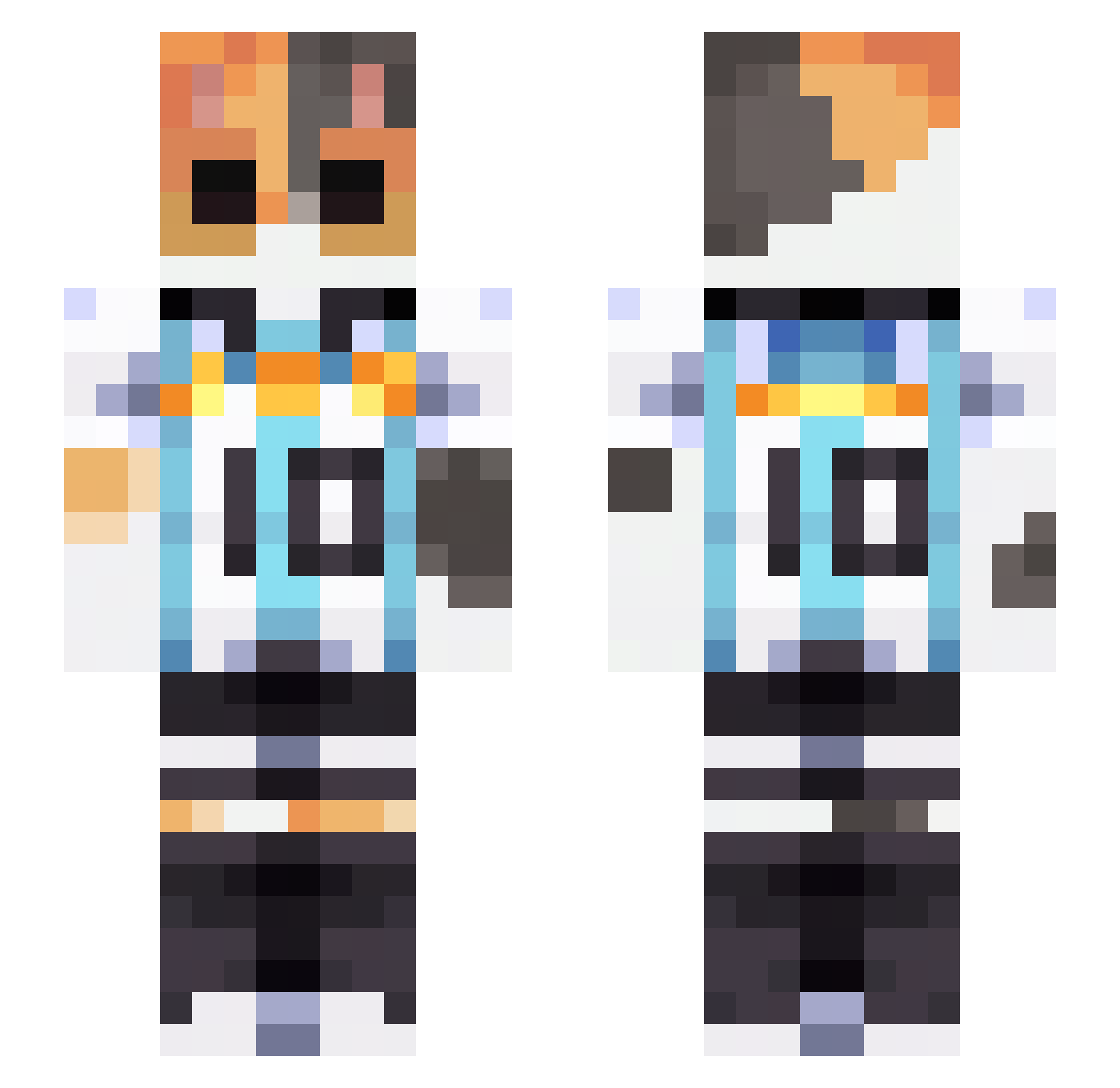 K1NV4L Minecraft skin, front and back view