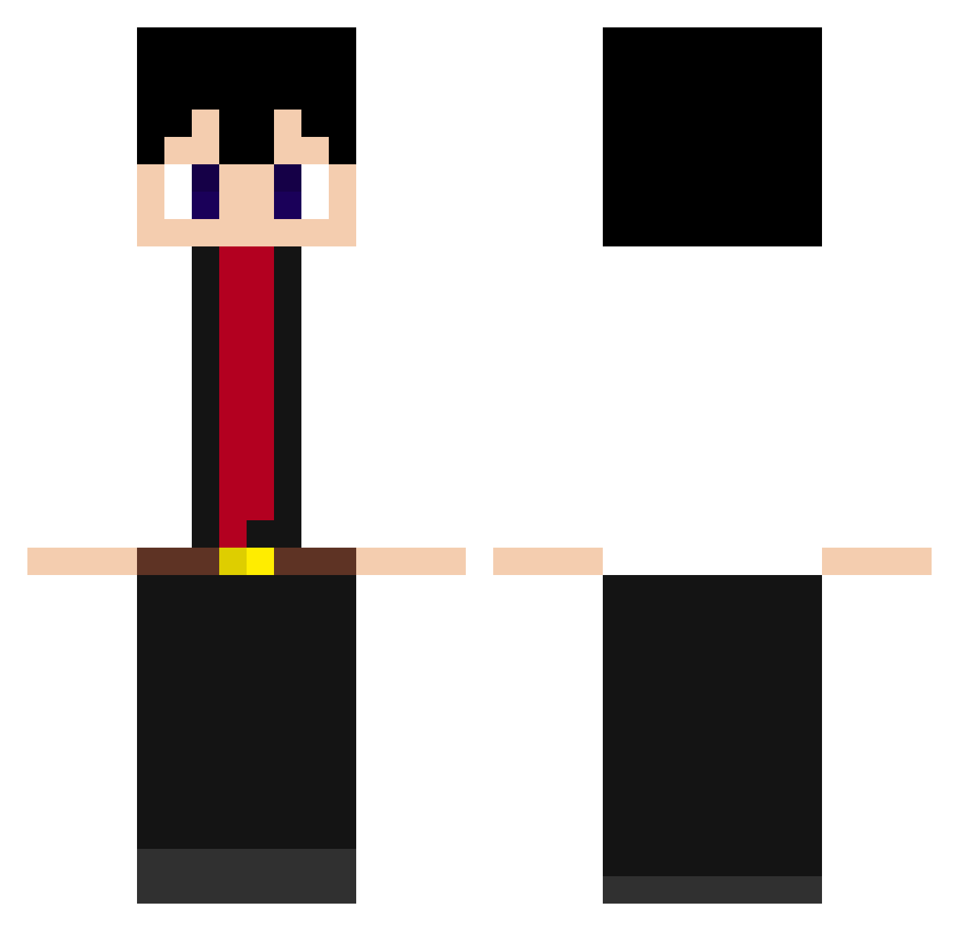 MTVBU Minecraft skin, front and back view