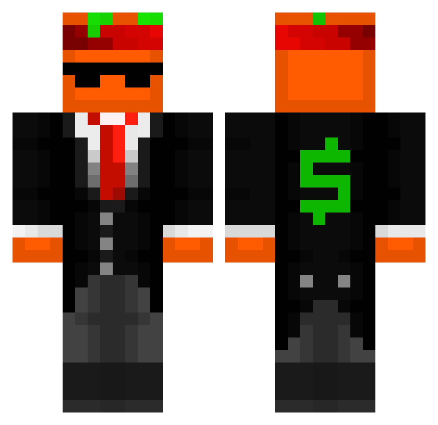NotC4rrot Minecraft skin, front and back view