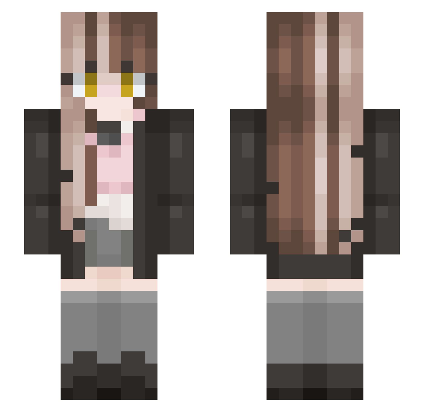 nefarkitti Minecraft skin, front and back view