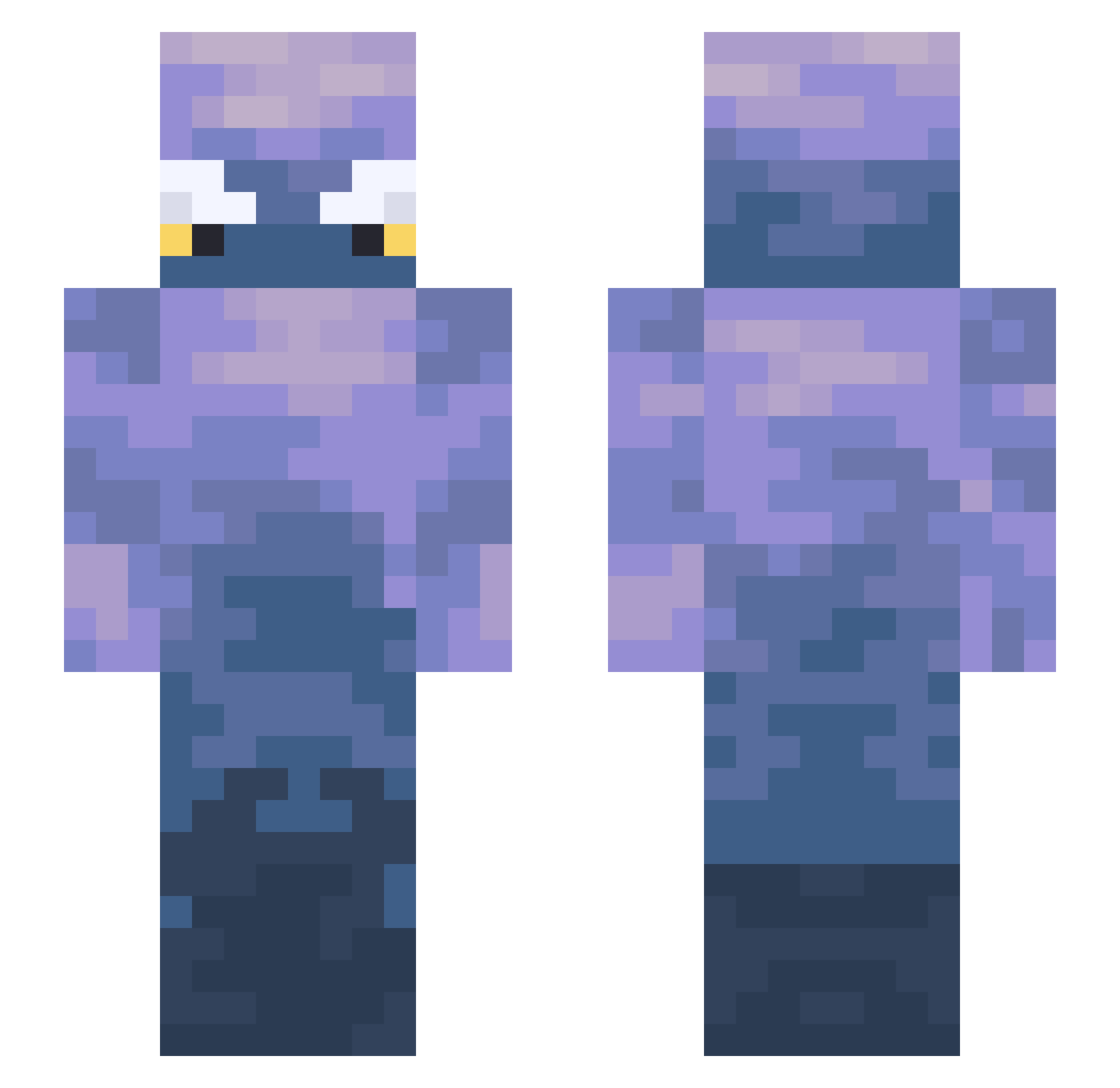 BreezeyBlue Minecraft skin, front and back view