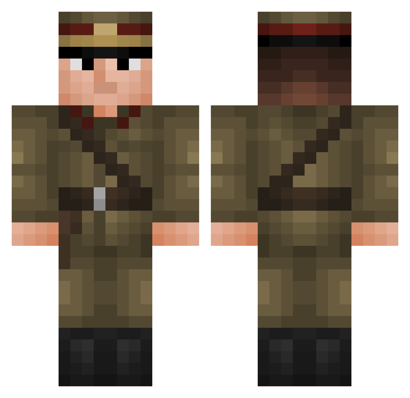 GreenestBean_ Minecraft skin, front and back view
