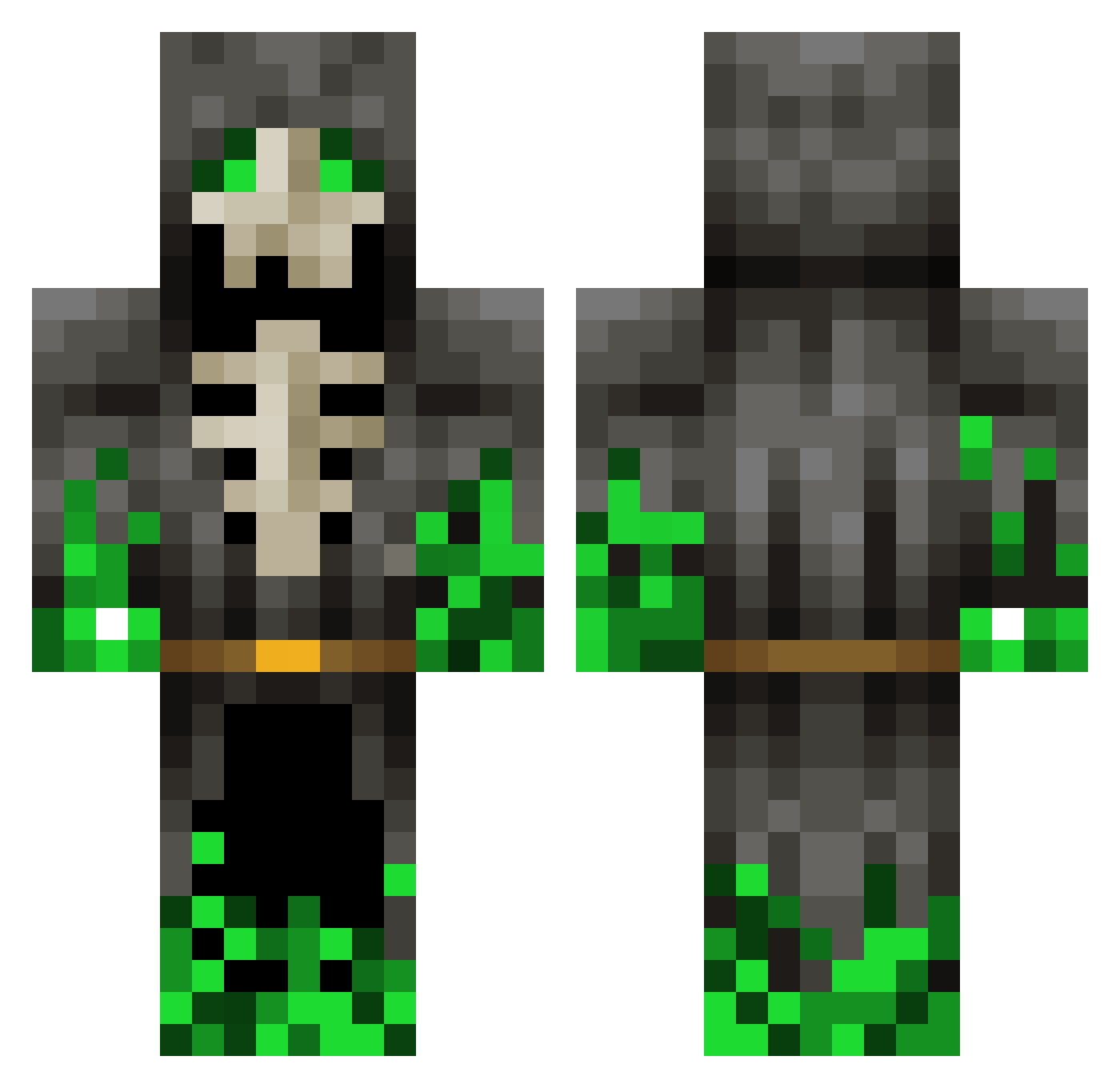 qENDp Minecraft skin, front and back view