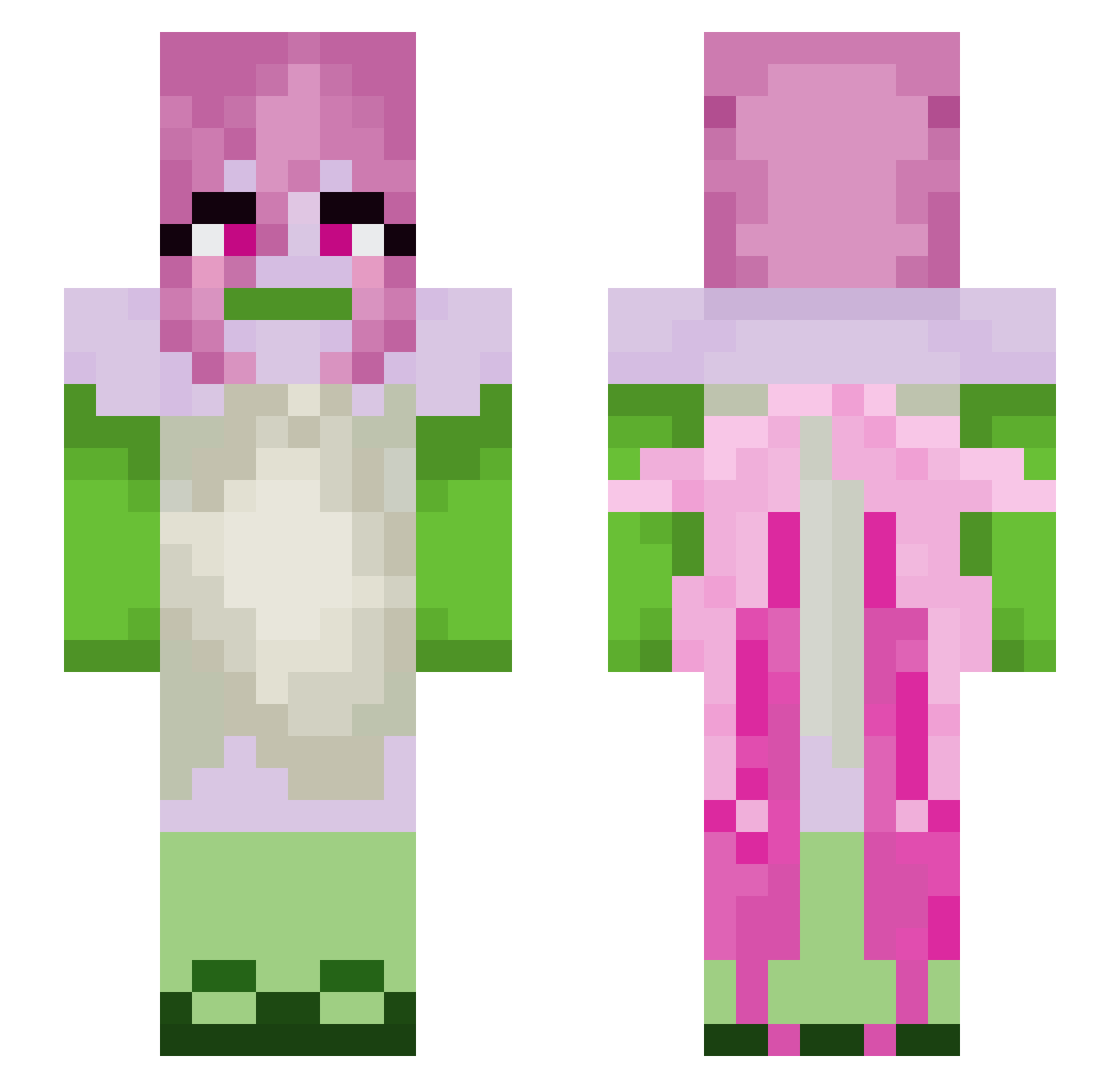 Skibbybag Minecraft skin, front and back view