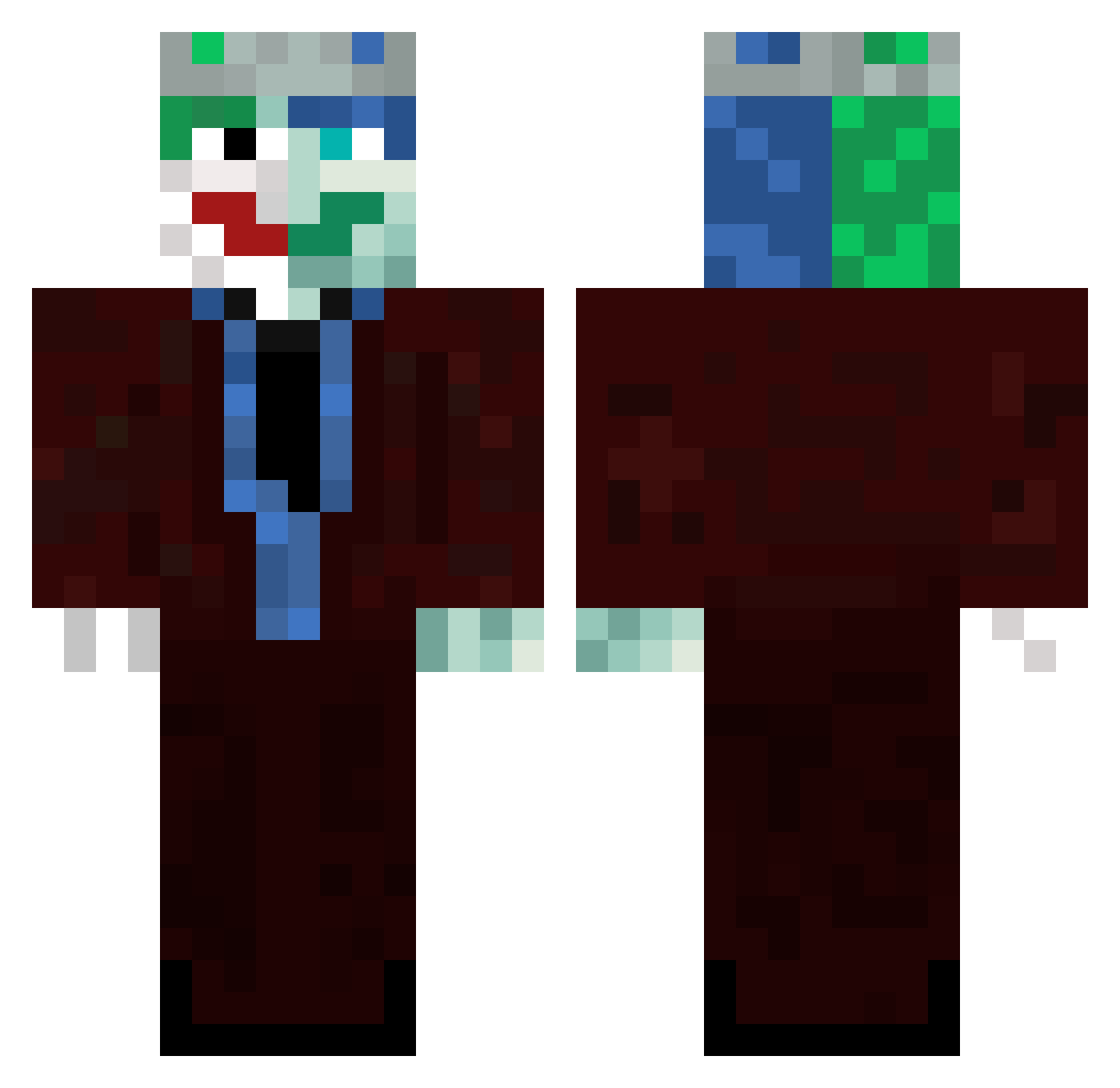 subxw Minecraft skin, front and back view