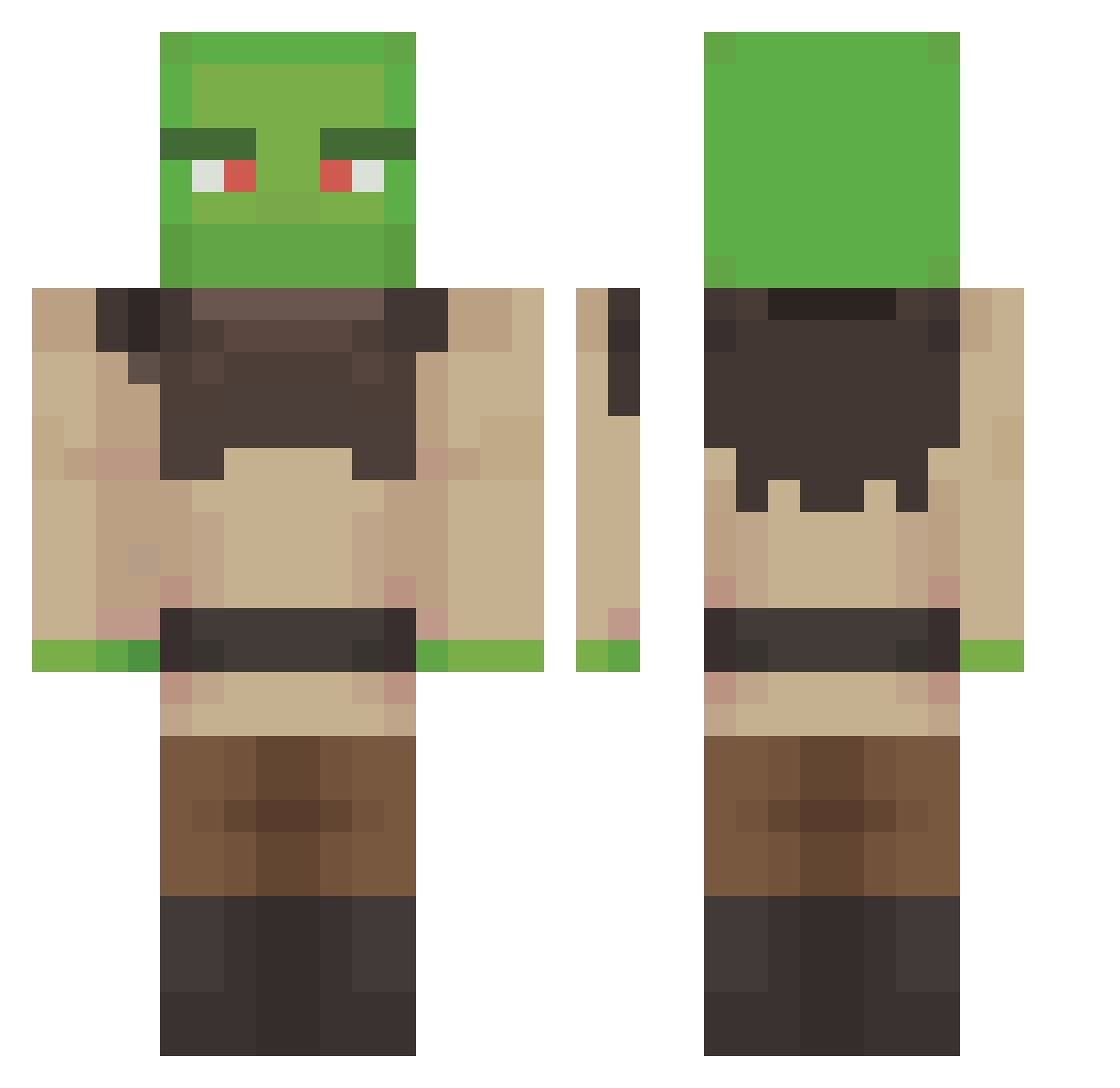 Googllyy Minecraft skin, front and back view